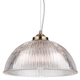 Firstlight Ashford Classic Style 32cm Pendant Light in Antique Brass and Clear Ribbed Glass 2