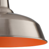 Firstlight Smart Modern Style 30cm Pendant Light Brushed Steel and Orange Inner 2