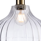Firstlight Victory Ribbed-Effect Style 28cm Pendant Light in Antique Brass and Clear Ribbed Glass 2