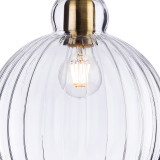 Firstlight Victory Ribbed-Effect Style 25cm Pendant Light in Antique Brass and Clear Ribbed Glass 2