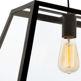 Firstlight Kew Minimalistic Style 3-Light Box Pendant Light in Black and Clear Glass 2