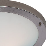 Firstlight Rondo Modern Style 31cm Flush Ceiling Light in Brushed Steel and Opal Glass 2