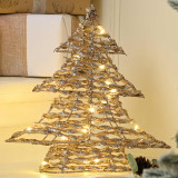 Festive 30cm Battery Ope rated Lit Champagne Gold Tree 2