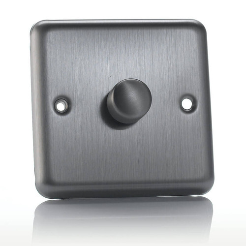 Varilight LED V-Pro Dimmer Switch 400W 1 Gang Brushed Chrome Image 1 Varilight LED V-Pro Dimmer Switch 400W 1 Gang Brushed Chrome Image 1