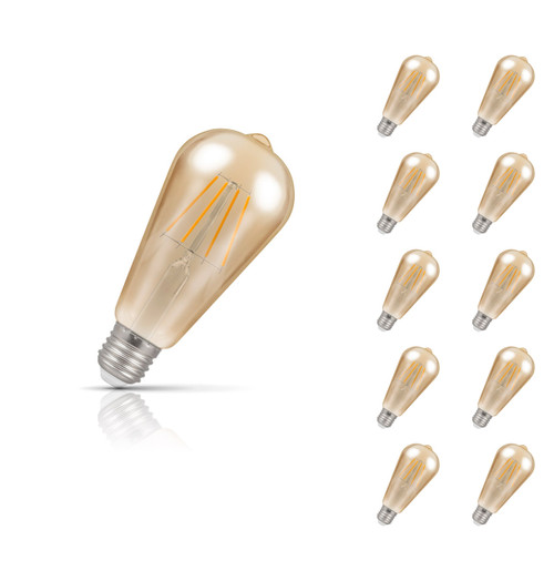 Crompton Dim LED Squirrel Cage ST64 5W E27 Filament (10 Pack) Extra Warm White Antique (40W Eqv) Image 1 Crompton Dim LED Squirrel Cage ST64 5W E27 Filament (10 Pack) Extra Warm White Antique (40W Eqv) Image 1