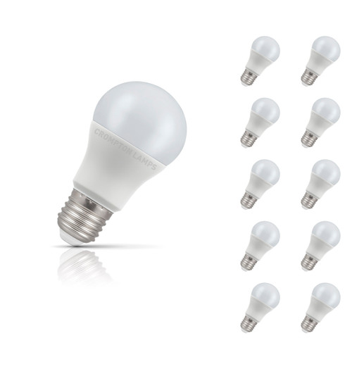 Crompton Lamps LED GLS 8.5W E27 (10 Pack) Warm White Opal (60W Eqv) Image 1 Crompton Lamps LED GLS 8.5W E27 (10 Pack) Warm White Opal (60W Eqv) Image 1