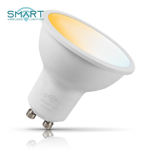 Crompton Lamps Dimmable LED Smart Wifi GU10 Spotlight 5W Tuneable White 100° Opal Image 1 Crompton Lamps Dimmable LED Smart Wifi GU10 Spotlight 5W Tuneable White 100° Opal Image 1