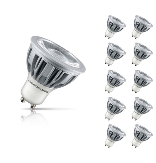 Crompton Lamps Dimmable LED GU10 Spotlight 5W (10 Pack) Warm White 45° Image 1 Crompton Lamps Dimmable LED GU10 Spotlight 5W (10 Pack) Warm White 45° Image 1
