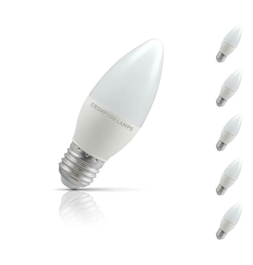 Crompton Candle LED Light Bulb E27 5.5W (40W Eqv) Warm White 5-Pack Opal Crompton Candle LED Light Bulb E27 5.5W (40W Eqv) Warm White 5-Pack Opal