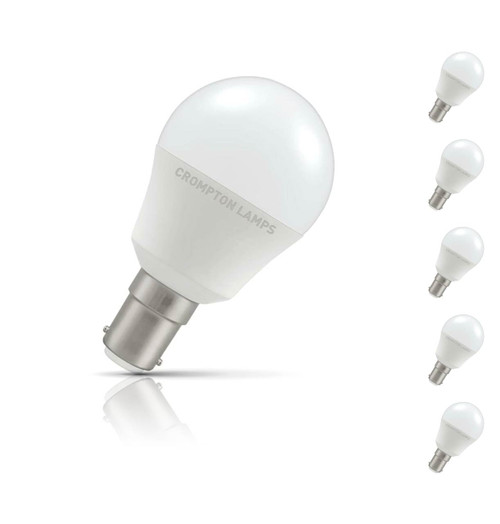 Crompton Golfball LED Light Bulb B15 5.5W (40W Eqv) Warm White 5-Pack Opal Crompton Golfball LED Light Bulb B15 5.5W (40W Eqv) Warm White 5-Pack Opal