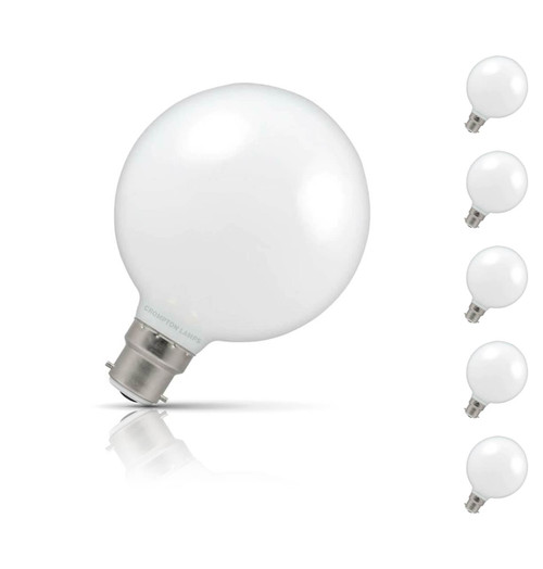 Crompton Globe LED Light Bulb G95 B22 7W (60W Eqv) Warm White 5-Pack
