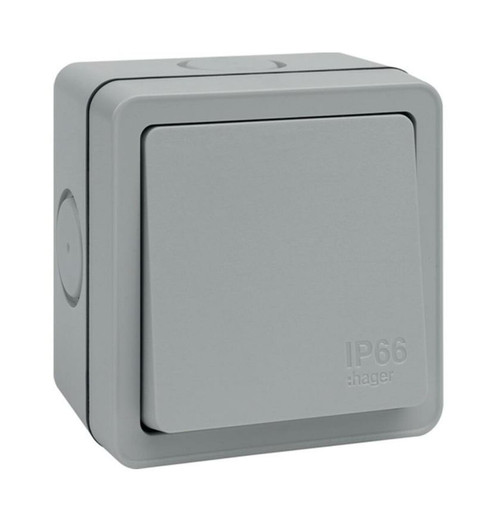 Hager 20A 1 Gang 1 Way Switch Sollysta Weatherproof Outdoor Grey IP66 Hager 20A 1 Gang 1 Way Switch Sollysta Weatherproof Outdoor Grey IP66