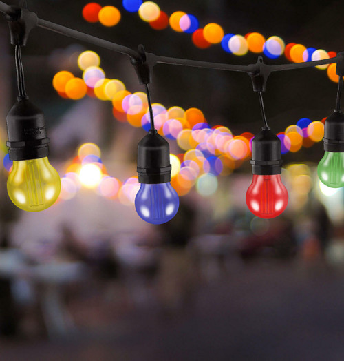 Premium 5m Connectible Outdoor Festoon Light E27 with 10x LED Golfball Light Bulbs Multi-Coloured