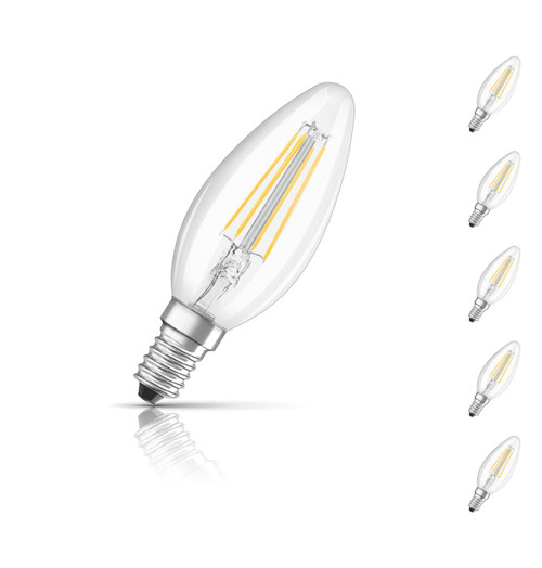 Osram Candle LED Light Bulb Dimmable E14 4.8W (40W Eqv) Warm White 5-Pack Image 1 Osram Candle LED Light Bulb Dimmable E14 4.8W (40W Eqv) Warm White 5-Pack Image 1