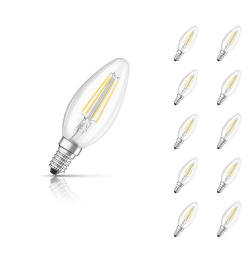 Osram Candle LED Light Bulb Dimmable E14 4.8W (40W Eqv) Warm White 10-Pack Image 1 Osram Candle LED Light Bulb Dimmable E14 4.8W (40W Eqv) Warm White 10-Pack Image 1