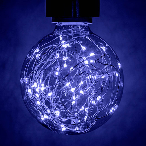 Prolite Globe LED Light Bulb G95 E27 1.7W Blue Star Effect Funky Filaments Image 1