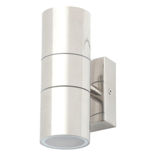 Zinc LETO Outdoor Up and Down Wall Light Polished Stainless Steel 1