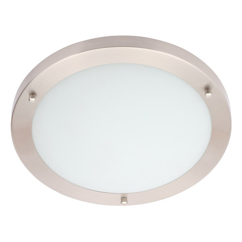 Spa 310mm Delphi LED Flush Ceiling Light 18W Cool White Opal Glass and Satin Nickel 1