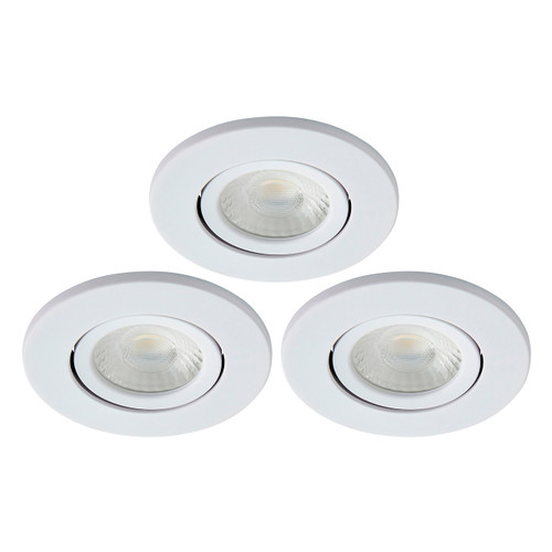 Spa Como LED Tiltable Fire Rated Downlight 5W Dimmable 3-Pack Cool White Matt White IP65 1