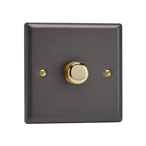 Varilight Vogue LED V-Pro 1 Gang Rotary Dimmer Switch Slate with Brass Knob 1