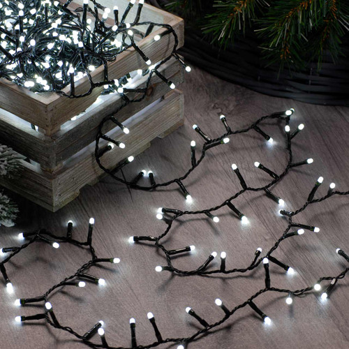 Festive 24.9m Indoor & Outdoor Glow-Worm String Lights 1000 White LEDs 1