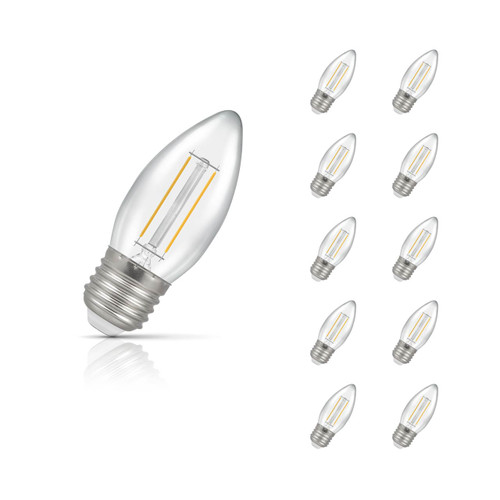 Crompton Candle LED Light Bulb E27 2.2W (25W Eqv) Warm White 10-Pack Clear 1