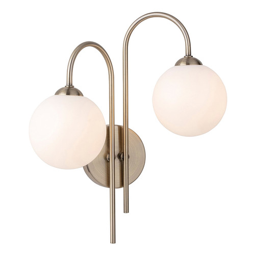 Firstlight Lyndon Art Deco Style 2-Light Wall Light in Antique Brass and Opal Glass 1