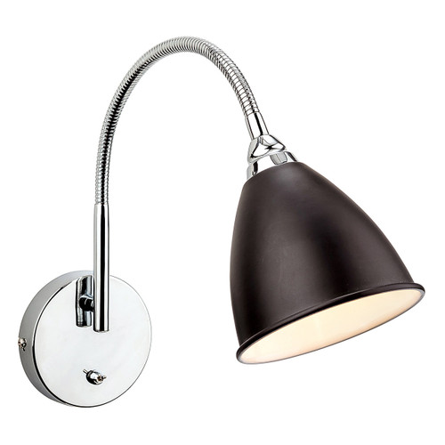 Firstlight Bari Contemporary Style Flexible Wall Light with On/Off Switch Black and Chrome 1