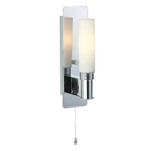 Firstlight Spa Contemporary Style Wall Light with On/Off Pull Cord in Chrome and Opal Glass 1