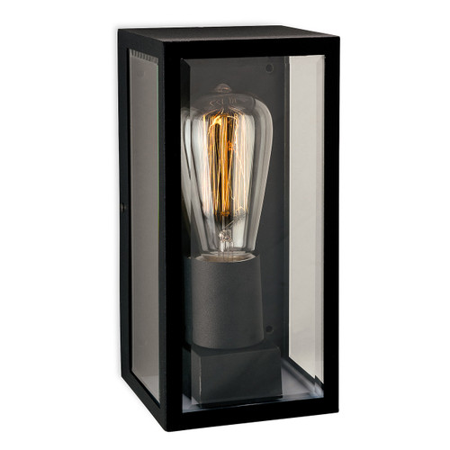 Firstlight Dallas Modern Style Lantern in Black and Clear Glass 1