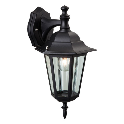Firstlight Downlight Traditional Style 6-Panel Lantern in Black and Clear Glass 1