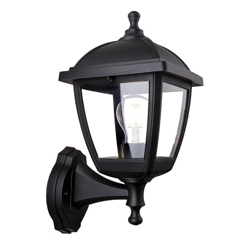 Firstlight Palma Anti-Corrosion Style Uplight Lantern in Black and Clear Glass 1
