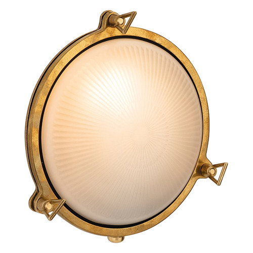 Firstlight Nautic Traditional Style 19.5cm Round Bulkhead in Brass and Frosted 1