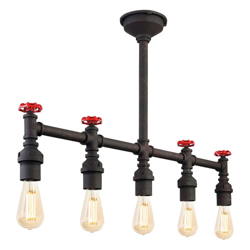 Firstlight Factory Retro Style 5-Light Pendant Bar Light Rustic Black 1