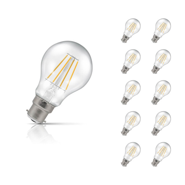 Crompton GLS LED Light Bulb Dimmable B22 4.2W (40W Eqv) Warm White 10-Pack Filament Clear