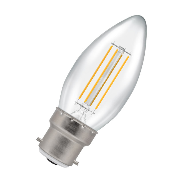 Crompton Candle LED Light Bulb Dimmable B22 4.2W (40W Eqv) Warm White Filament Clear