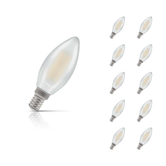 Crompton Candle LED Light Bulb Dimmable E14 4.2W (40W Eqv) Warm White 10-Pack Filament Pearl