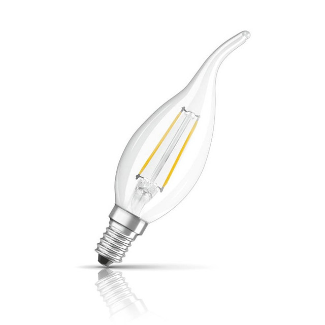 Osram LED Candle 2.5W E14 Flame Tip Retrofit Classic Warm White Clear Image 1