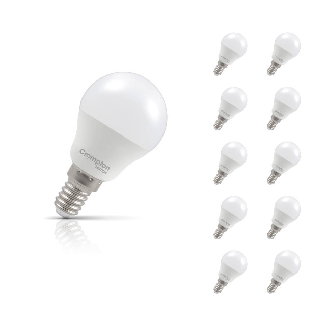 Crompton Golfball LED Light Bulb E14 4.2W (40W Eqv) Warm White 10-Pack Opal