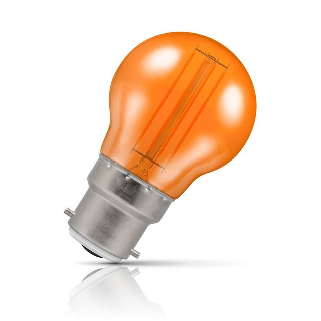 Crompton Lamps LED Golfball 4.5W B22 Harlequin IP65 Orange Translucent Image 1