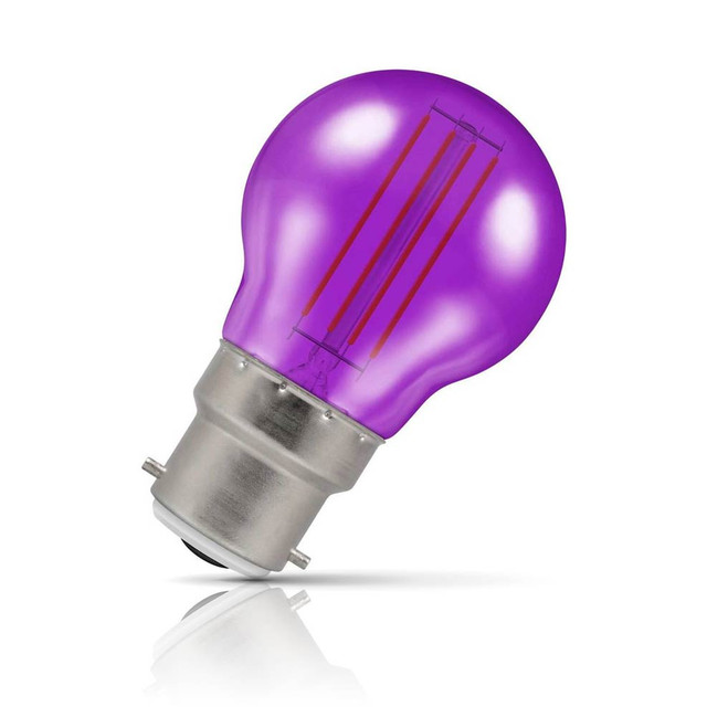 Crompton Lamps LED Golfball 4.5W B22 Harlequin IP65 Purple Translucent Image 1
