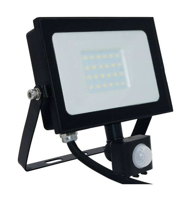 Phoebe LED Floodlight 20W Atlas-Mini PIR Sensor Cool White Black IP65 Image 1