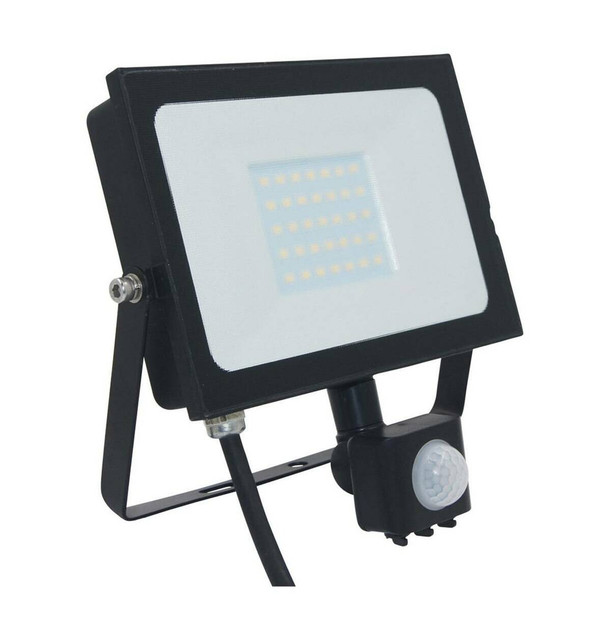 Phoebe LED Floodlight 30W Atlas-Mini PIR Sensor Cool White Black IP65 Image 1