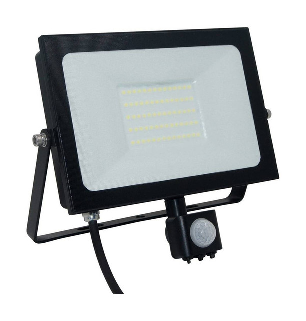 Phoebe LED Floodlight 50W Atlas-Mini PIR Sensor Cool White Black IP66 Image 1