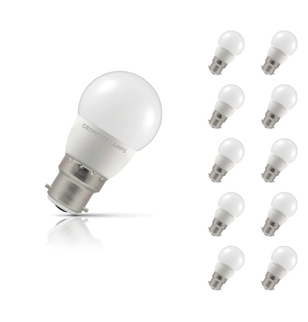 Crompton Lamps LED Golfball 5.5W B22 (10 Pack) Cool White Opal (40W Eqv) 1