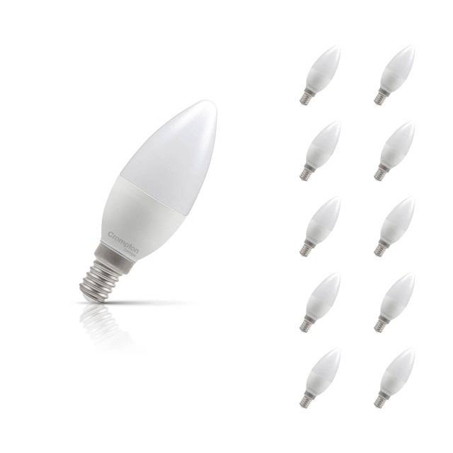 Crompton Candle LED Light Bulb Dimmable E14 4.2W (40W Eqv) Warm White 10-Pack Opal