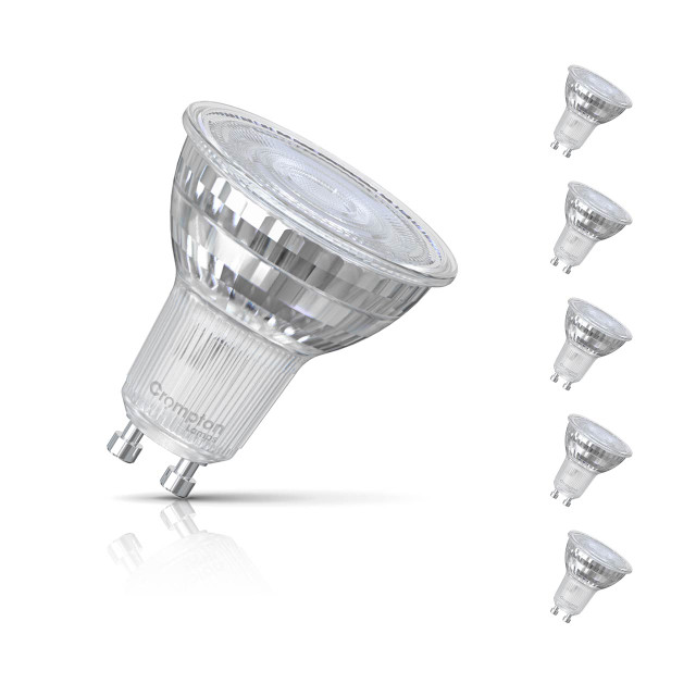 5-Pack Crompton GU10 LED Bulbs 3.7W (50W Eqv) Warm White Clear Halogen Replacement Twist and Lock 35°