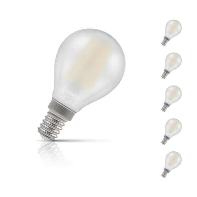 Crompton Golfball LED Light Bulb Dimmable E14 4.2W (40W Eqv) Warm White 5-Pack Filament Pearl