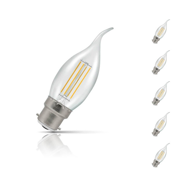 Crompton Candle LED Light Bulb Bent Tip B22 5W (40W Eqv) Warm White 5-Pack 1