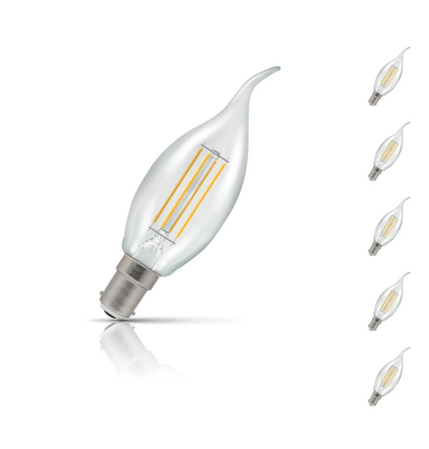 Crompton Candle LED Light Bulb Bent Tip B15 5W (40W Eqv) Warm White 5-Pack 1